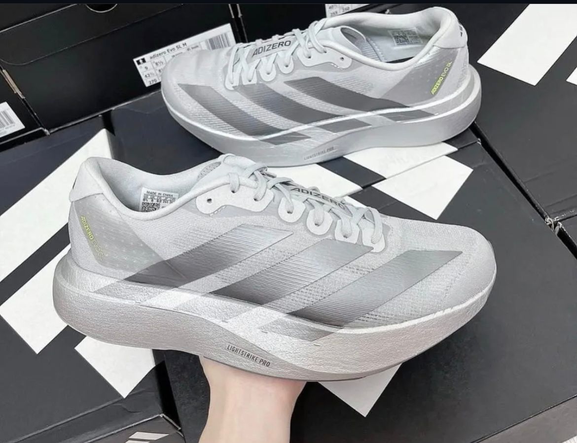 Adizero EVO SL running shoe in Silver Metallic